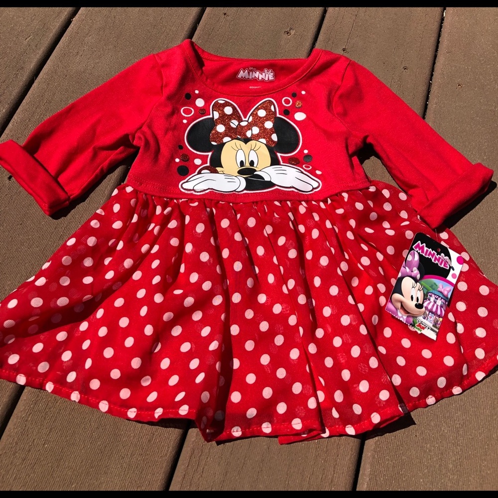Disney Minnie Mouse Red Dress with Polka Dot Skirt